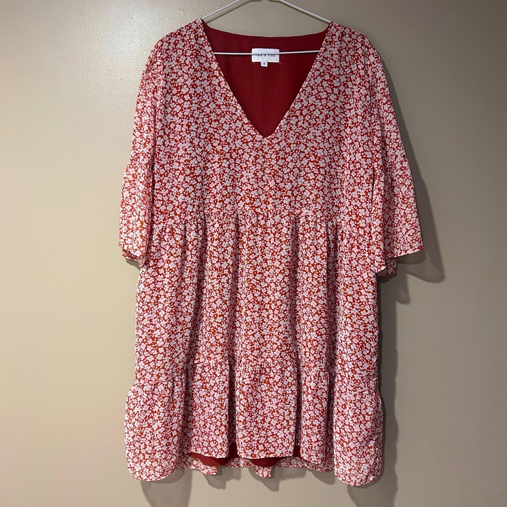 Flowy Red Floral swing dress